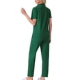 thumbnail image 3 of INSPIRE CHIC Women's Pajama Set Button Down Soft Short Sleeve Sleepwear Long Pants 2 Piece Lounge Set S Green, 3 of 6