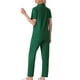 thumbnail image 3 of Conjunto de pijama para mujer INSPIRE CHIC, botón, suave, de manga corta, ropa de dormir, pantalones largos, conjunto de 2 piezas, XL, verde, 3 of 6