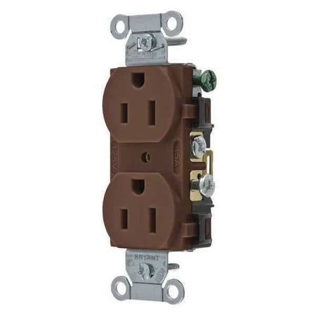 Bryant Receptacle,Brwn,15A,Duplex Outlet,125VAC CBRS15