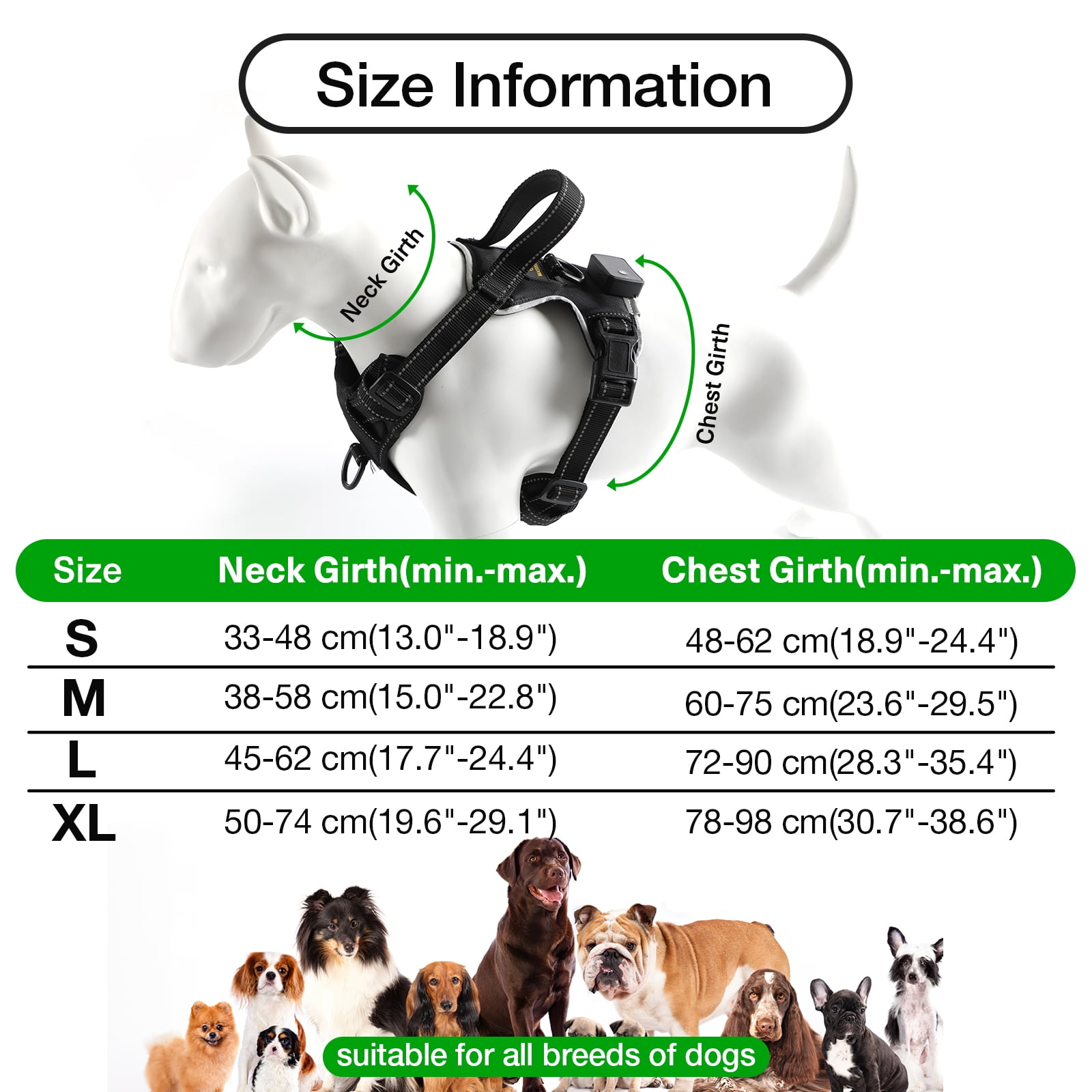 MASBRILL Light Up Dog Harness - No Pull Led Dog Harness Rechargeable Lighted Dog Harness for Night Walking Adjustable Glow Vest for Small Medium Large Dogs