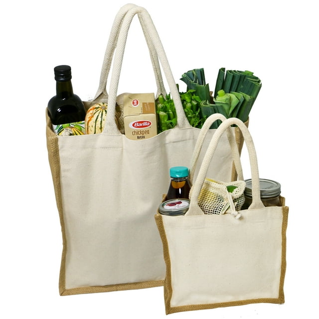 Simple Ecology Organic Canvas & Jute Reusable Tote and Grocery Shopping ...