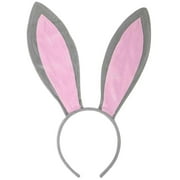 Funcredible Bunny Ears Headband for Kids and Adults (Gray + Pink)