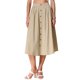 thumbnail image 1 of Falda Midi de Algodón INSPIRE CHIC para Mujer, Casual de Verano con Decoración de Botones y Cintura Elástica, Falda A-Line con Bolsillo XL Caqui, 1 of 6
