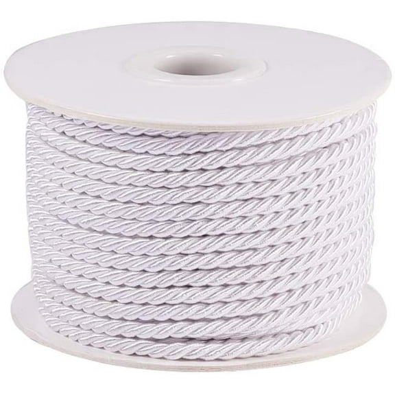 White Craft Nylon Rope 1/8 inch 65 Feet Twisted Decor Trim Cord Multipurpose Utility Nylon Thread Cord for Jewelry Making Knot Rosaries Upholstery Curtain Tieback Honor Cord 3mm Nylon