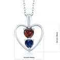 thumbnail image 2 of Gem Stone King 925 Sterling Silver Red Garnet Blue Created Sapphire and White Topaz Pendant Necklace for Women (0.95 Cttw, Gemstone January Birthstone, Heart 5MM and 4MM, with 18 inch Silver Chain), 2 of 4