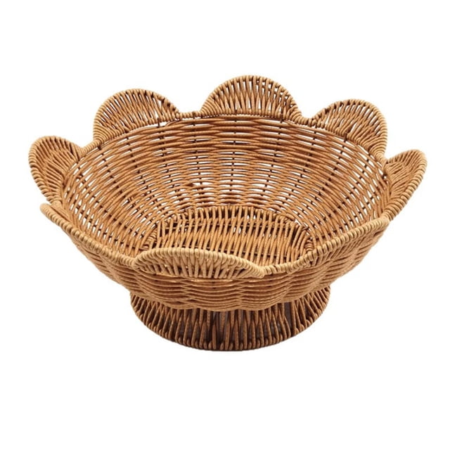 Birdeem Woven Rattan Bowl for Storage, Decorative Wavy Edge Centerpiece for Home Decor, Handmade Catchall for Keys and Jewelry on Entryway Table or Kitchen Counter
