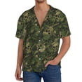 thumbnail image 3 of Fotbe Green Camouflage Skull print Short Sleeve Button Down Shirts for Men Casual Summer Beach Wrinkle Free Shirt-Small, 3 of 7