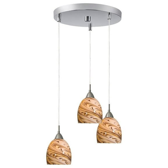Woodbridge Lighting Art Glass 3-Light Pendant in Coast/Satin Nickel