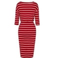 thumbnail image 3 of Njoeus Women's Fashion Fall Long Sleeve Pencil Work Dresses Wrap Crewneck Office Bodycon Dress Casual Elastic Waist Party Midi Dress with Pockets, 3 of 4