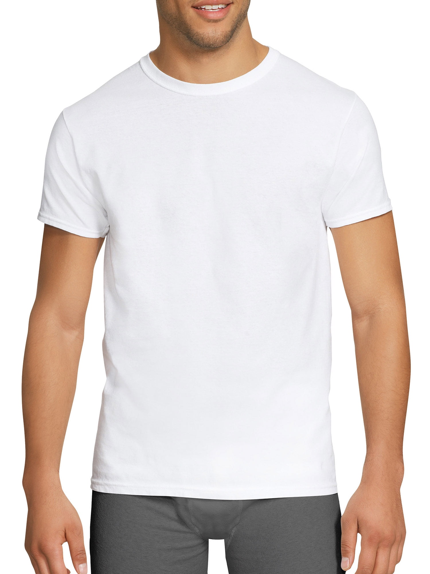 Hanes Men's Stretch White Crew T-Shirt Undershirts, 3 Pack 
