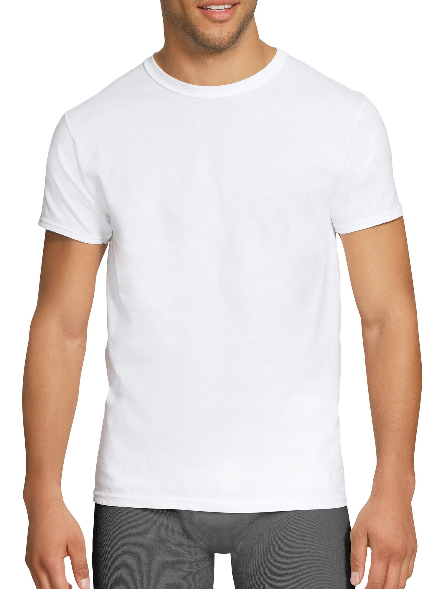 Hanes Men's Stretch White Crew T-Shirt Undershirts, 3 Pack - Walmart.com