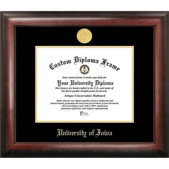 Campus Images IA995GED-1185 11 x 8.5 in. University of Iowa Gold Embossed Diploma Frame - Satin Mahogany
