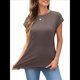 thumbnail image 2 of Camiseta de Verano para Mujer, Color Liso, Cuello Redondo, Corta, Talla XL, Color Café, 2 of 8