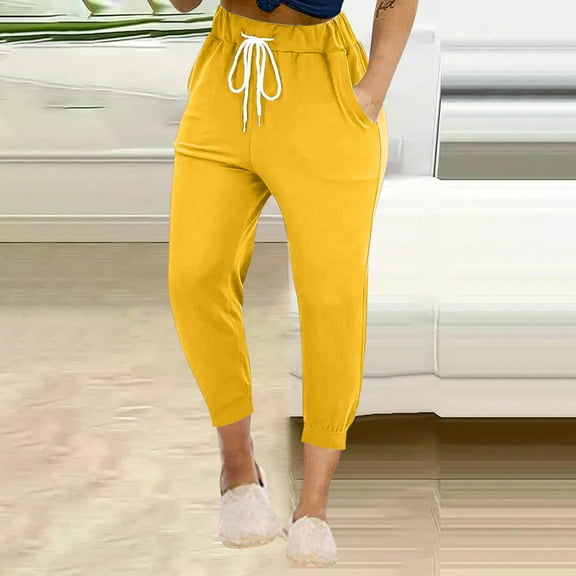 lmcalzta Plus Size Capri Joggers for Women Drawstring Elastic Waisted Capirs with Pockets Workout Athletic Capri Pants