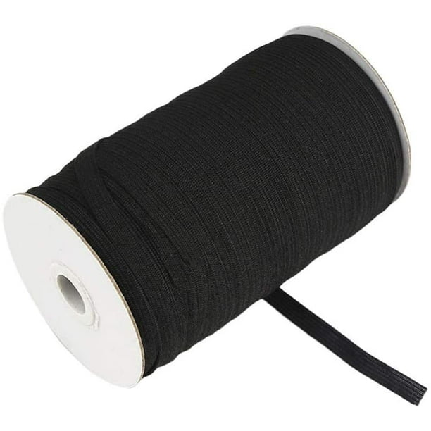 130M Elastic Bands for Sewing Elastic Thread 0.6CM White/Black Knitting  Sewing DIY Elastic Spool (Black) 