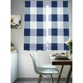 thumbnail image 4 of Navy Blue Plaid Sheer Curtains 63 Inch Length 2 Panels Set for Living Room/Bedroom, Spring Farmhouse Buffalo Checkered Semi Curtain Sheers Drapes Rod Pocket Curtains Window Treatment Set 52''x63''x2, 4 of 7