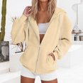 thumbnail image 2 of Zip Up Hoodie Women Y2K Sweatshirt Casual Long Sleeve Hoodies Oversized Fall Spring Fleece Jacket with Pockets Yellow M, 2 of 6