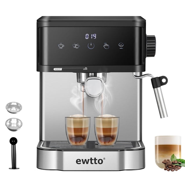 Cafetera Automática Espresso Pantalla Táctil 1.7L 20 Bares 850W con Espumador de Leche