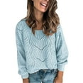 thumbnail image 2 of Sweaters for Women 2025 Fall Winter Long Sleeve Crewneck Hollow Out Knit Sweater Jumper Top Womens Pullover Sweaters, 2 of 8