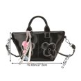 thumbnail image 2 of Hfppkn Black PU Leather Tote Shoulder Bag, Solid Color Handbag for Women Daily Shopping Use, Black 27.5x15x13cm, 2 of 7