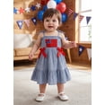 thumbnail image 4 of BemeyourBBs Kids Toddler Baby Girl 4th of July Dress Outfit Baby Girl Independent Day Summer Dress Patriot American Flag Embroidery Spaghetti Strap Sleeveless Square Neck Ruffled Dress, 4 of 9