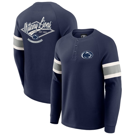 Men's Darius Rucker Collection by Fanatics Navy Penn State Nittany Lions Waffle-Knit Raglan Long Sleeve Henley T-Shirt