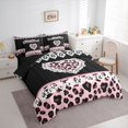 thumbnail image 3 of jejeloiu Leopard Print 7-Piece Twin Bedding Sets,Romantic Valentine Day Bedding Comforter Set,Pink Black Sheet Sets For Girls Teens,Ultra Soft Home Decor Reversible, 3 of 8