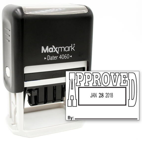 MaxMark Large Date Stamp with APPROVED Self Inking Date Stamp, Large Size - BLACK ink
