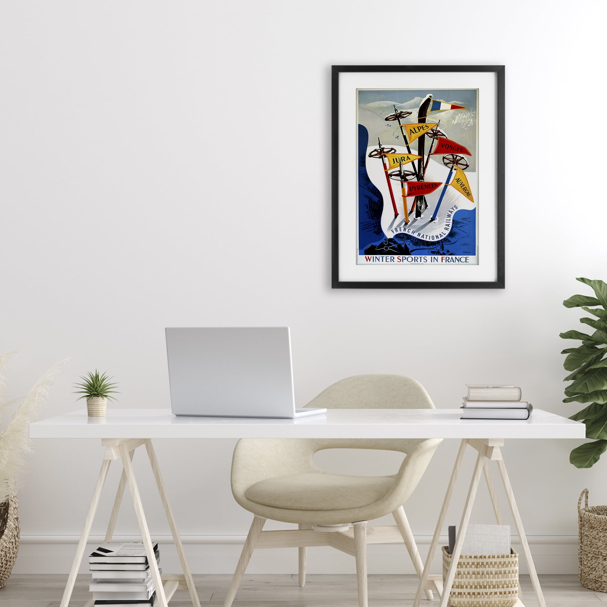 Stupell Industries Winter Sports In France Black Framed Print Under Glass, design by Vintage Posters