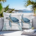 thumbnail image 4 of Outdoor Pillow Cover Blue Turtle Seaweed Set of 2 Waterproof Throw Pillowcases White Wood Grain Decorative Patio Furniture Pillows for Couch Garden Indoor & Outdoor Use, 4 of 9
