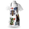 thumbnail image 3 of Dragon Apron Japanese Manga Figures Dragon with Fire a Man with Kimono Geisha Tribal Characters, Unisex Kitchen Bib Apron with Adjustable Neck for Cooking Baking Gardening, Green Blue, by Ambesonne, 3 of 3