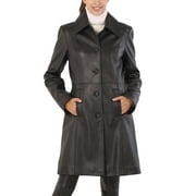 Women Amber Lambskin Leather Walking Coat (Regular & Plus Size & Petite)