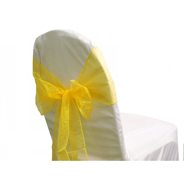 6 Chair Bow Organza Sashes Chair Wedding Party Bows 9" x 10ft Harvest Yellow