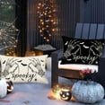 thumbnail image 2 of Halloween Spooky Pillow Covers 12x20 Inch Set of 2 Black and White Skeleton Hand Spider Bats Throw Pillow Cases Cushion Cover Halloween Home Sofa Couch Decor Pillows Cotton Linen, 2 of 6