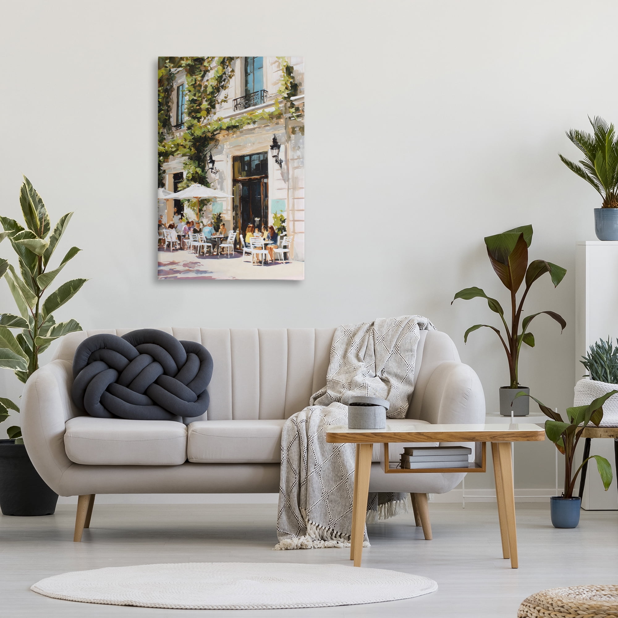 Stupell Industries Streetside Cafe Terrace with Ivy Canvas Wall Art, design by Petal Prints Design