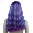 thumbnail image 2 of Long Curly Multi-Color Colorful Hair Full Wigs - Charming Lolita Cosplay Party Mal Wig For Women (Blue and Purple Highlights), 2 of 7