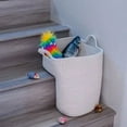 Decorative Gray & White Rope Stair Basket Lightweight Organizer for