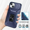thumbnail image 6 of For iPhone 14 Plus Slim Fit Shockproof Hybrid with Slide Camera Cover & Rotated Ring Kickstand, [Military-Grade] Phone Case For iPhone 14 Plus 6.7",Blue,For iPhone 14 Plus, 6 of 8