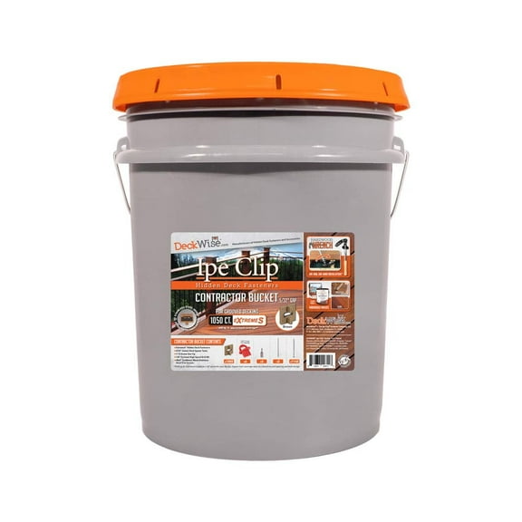 DeckWise (Brown) Ipe Clip Extreme S Hidden Deck Fasteners, 5/32" Gap, Stainless Steel Black #8x2" Trim-Head Screws for 600 Sq.Ft. of AD and KD Hardwood, Thermal or Composite Decks (1050 Bucket)