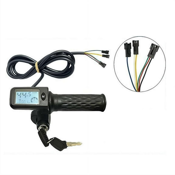 Electric Twist-Throttle Grips, E-Bike TwistThrottle, Electric Scooter Bicycle Grip Handlebar LED Display with Key Switch Indicator for E-Scooter Bicycle