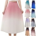 thumbnail image 6 of Lovskoo Long Skirts for Women Gradient Color Pleated Midi Skirt High Waist A Line Skirt Flowy Swing Maxi Half Skirt Dark Blue, 6 of 6