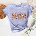 thumbnail image 7 of GaThRRgYP Womens Tshirts Trendy Fashion Tops,Women Mother's Day Gift Mom Flower Print Short Sleeve Round Neck T-shirt Pattern Top Purple L, 7 of 7