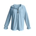 thumbnail image 4 of Women Hoodies Long Sleeve Hooded Top Small V Neck Button Shirt Sweatshirt Tops Solid Fall Winter Casual Outerwear, 4 of 4