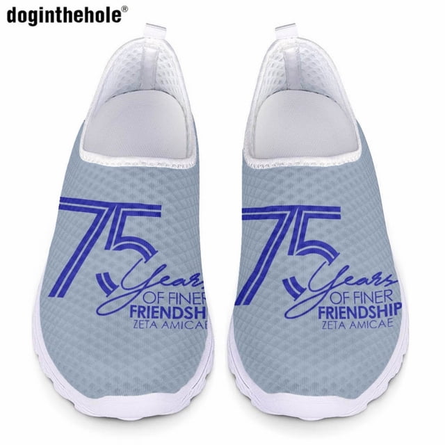 Zapatos casuales de mujer Doginthehole, zapatos planos de moda de la hermandad Zeta Amicae, zapatillas sin cordones para exteriores, zapatos de malla transpirables de verano