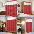 thumbnail image 3 of No Hook Shower Curtain, Color Polka Dot Shower Curtains for Bathroom with See Through Top Window, Modern Simple Geometric Red Waterproof & Washable Bath Curtain Standard 72"x72", 3 of 3