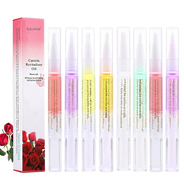 SULLMAR 8 aceites para cutículas de uñas, aceite nutritivo para uñas, bolígrafos para nutrir uñas, 8 olores para cutículas, nutre el cuidado de las uñas de la piel (8 unidades)
