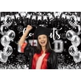 thumbnail image 3 of 7x5FT Congrats Grad Backdrop 2026 Graduation Party Decorations Black Silver Ballon Glitter Photography Background Class of 2026 School Party Supplies Vinyl, 3 of 7