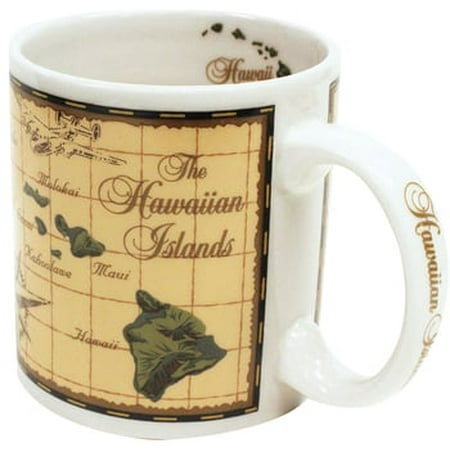 Hawaiian Mugs - Hawaiian Stoneware Coffee Mug 20 oz. Island Chain Map