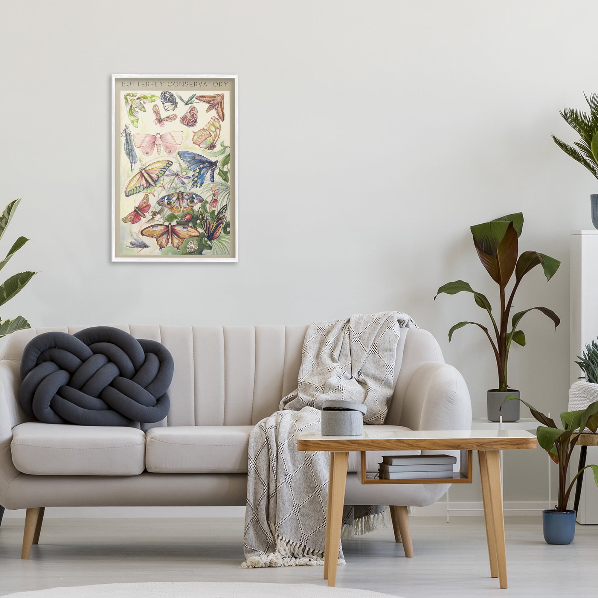 Stupell Industries Butterfly Conservatory Insects White Framed Giclee Art, design by Diannart