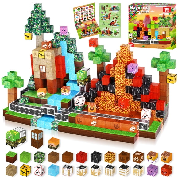 Bloque magnético World Goody King Dinosaur Volcano, 100 unidades